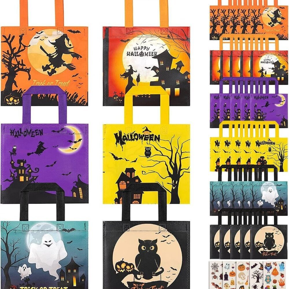 Halloween Treats Bags Party Favors - 30 pack Non-Woven Halloween Tote Gift Bags
